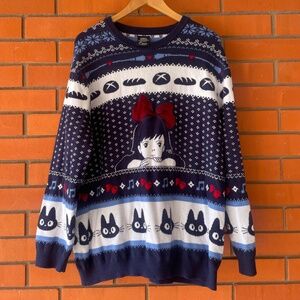Studio Ghibli Kiki's Delivery Service Kiki Christmas Sweater Navy Blue